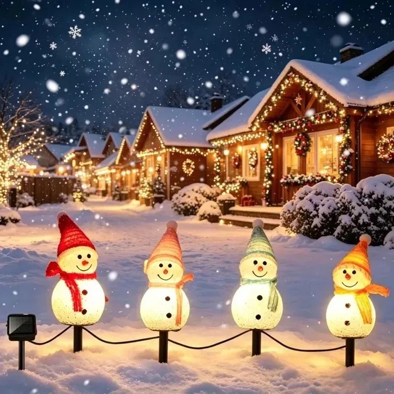 Outdoor Power For Xmas Lights - Solar Powered Snowman Ground Stake LED
