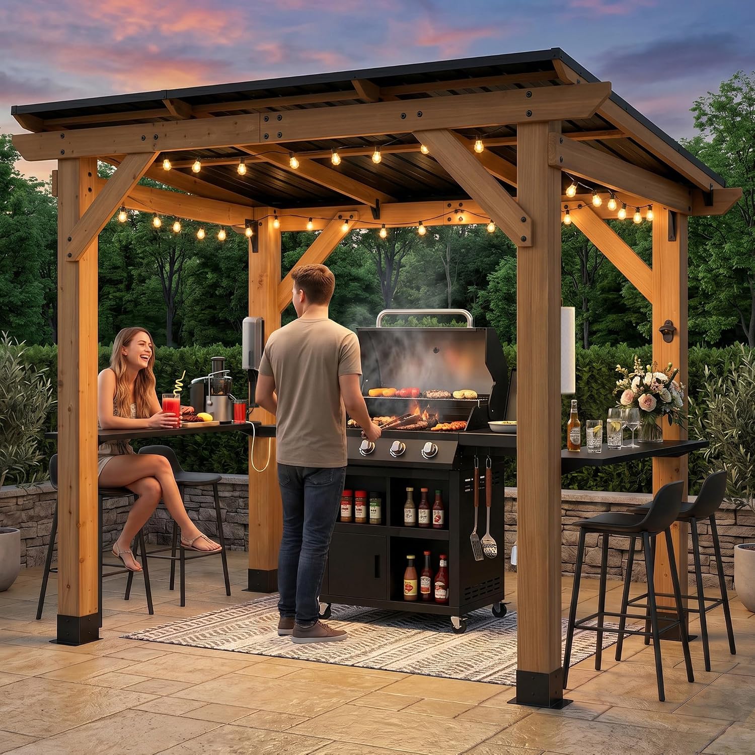 Outdoor Power For Gazebo - Cedar Wood Grill Gazebo 6x8 FT