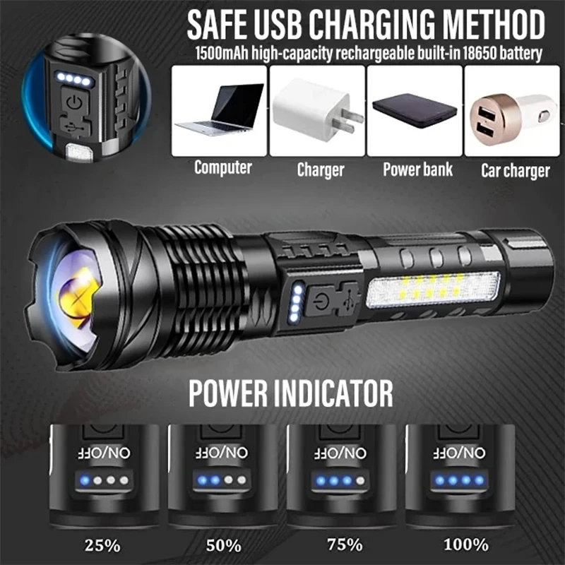 Powerful LED Flashlight Rechar - Outdoor Power For Camping ulasan dan harga