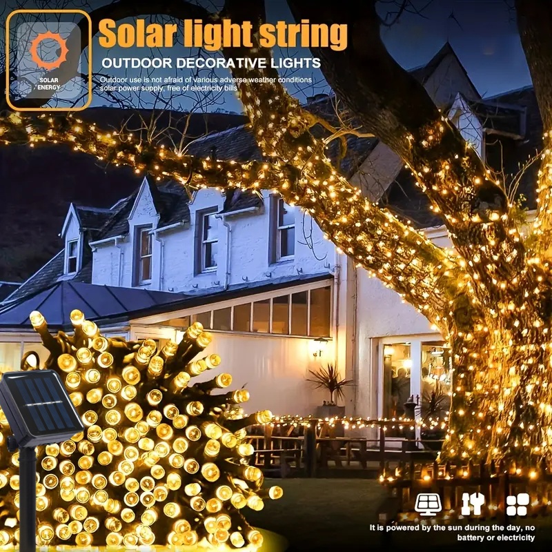 5M-32M LED Solar String Lights - Outdoor Power For Xmas Lights ulasan dan harga