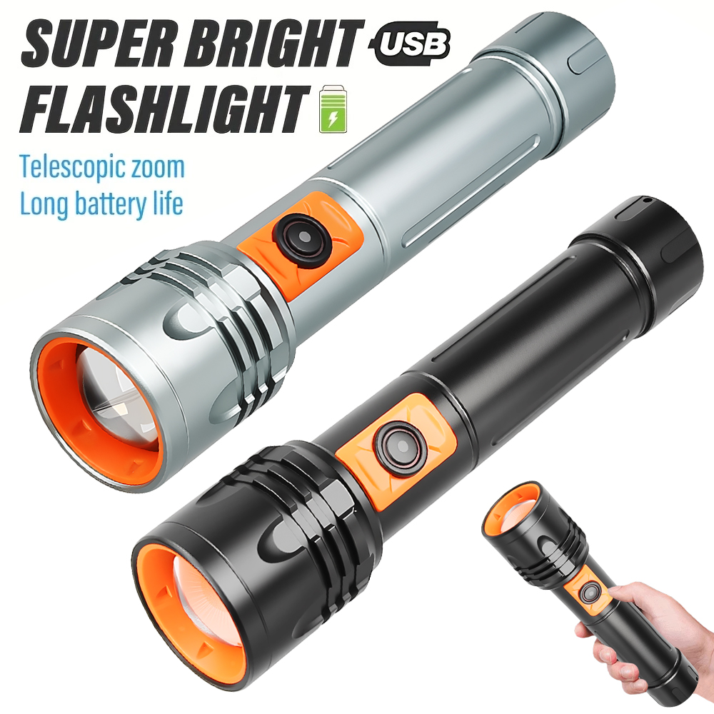 High Power LED Flashlight USB  - Outdoor Power For Camping ulasan dan harga