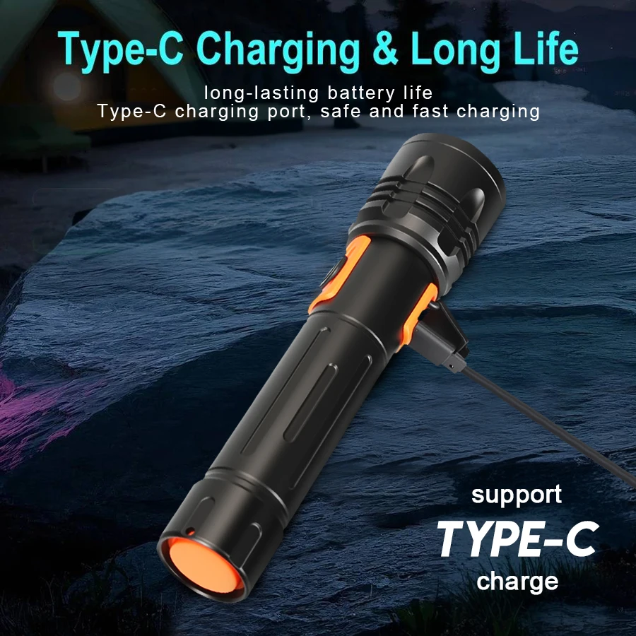 High Power LED Flashlight USB  - Outdoor Power For Camping ulasan dan harga