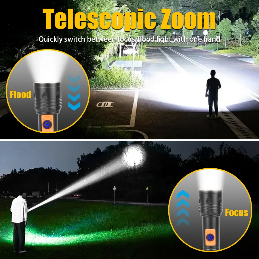 High Power LED Flashlight USB  - Outdoor Power For Camping ulasan dan harga