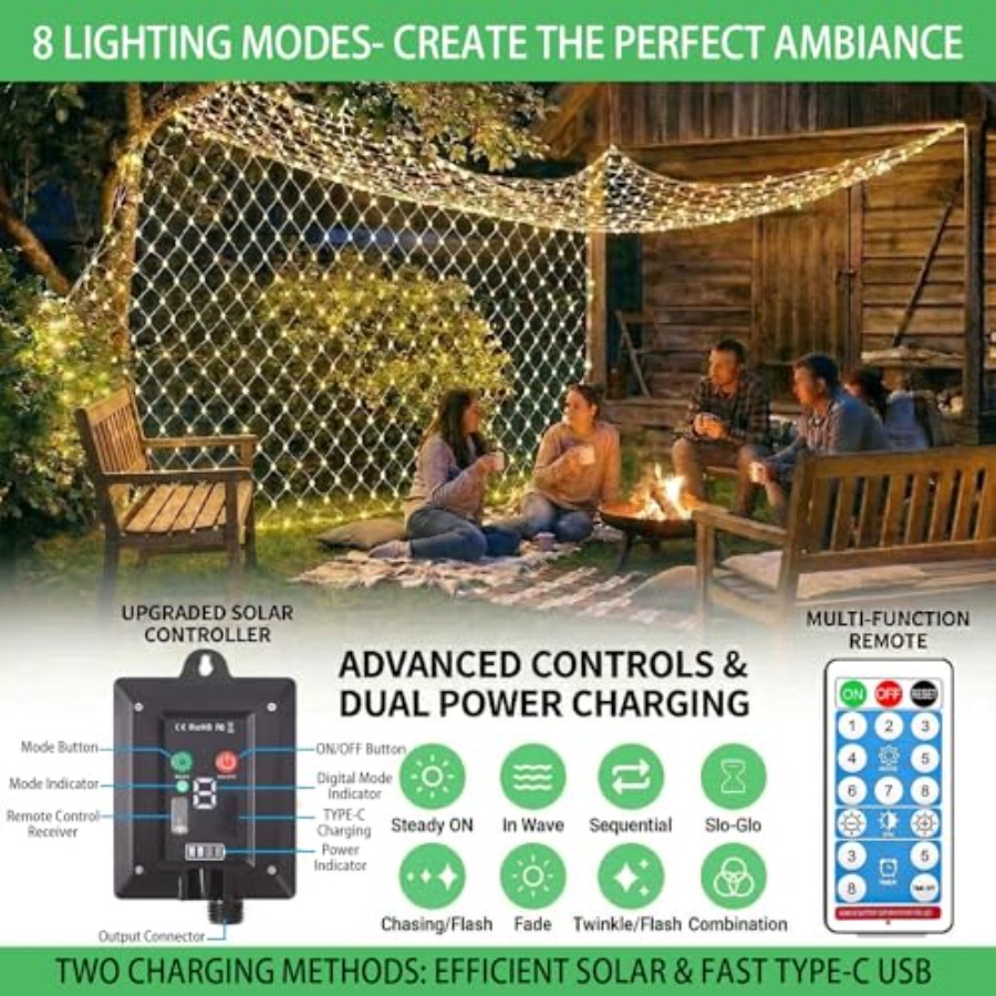 Solar Net Lights, 10x10ft Gaze - Outdoor Power For Gazebo ulasan dan harga
