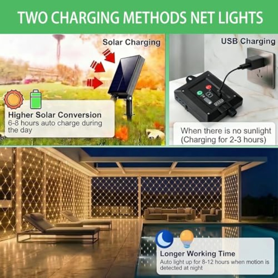 Solar Net Lights, 10x10ft Gaze - Outdoor Power For Gazebo ulasan dan harga