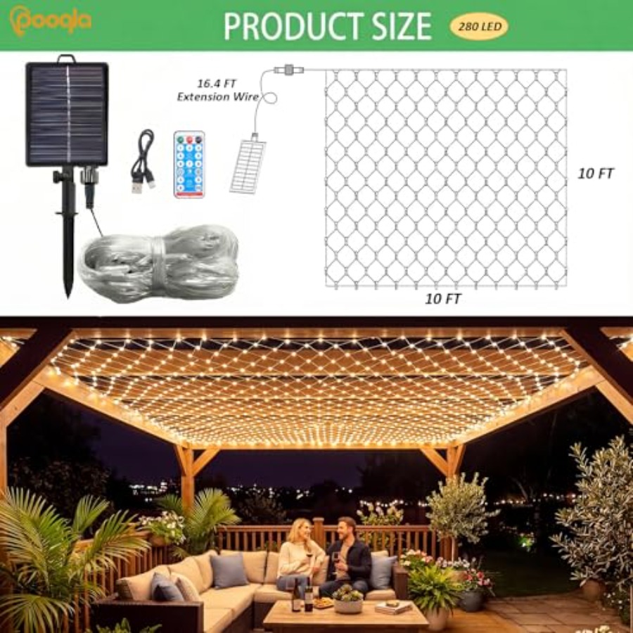 Solar Net Lights, 10x10ft Gaze - Outdoor Power For Gazebo ulasan dan harga