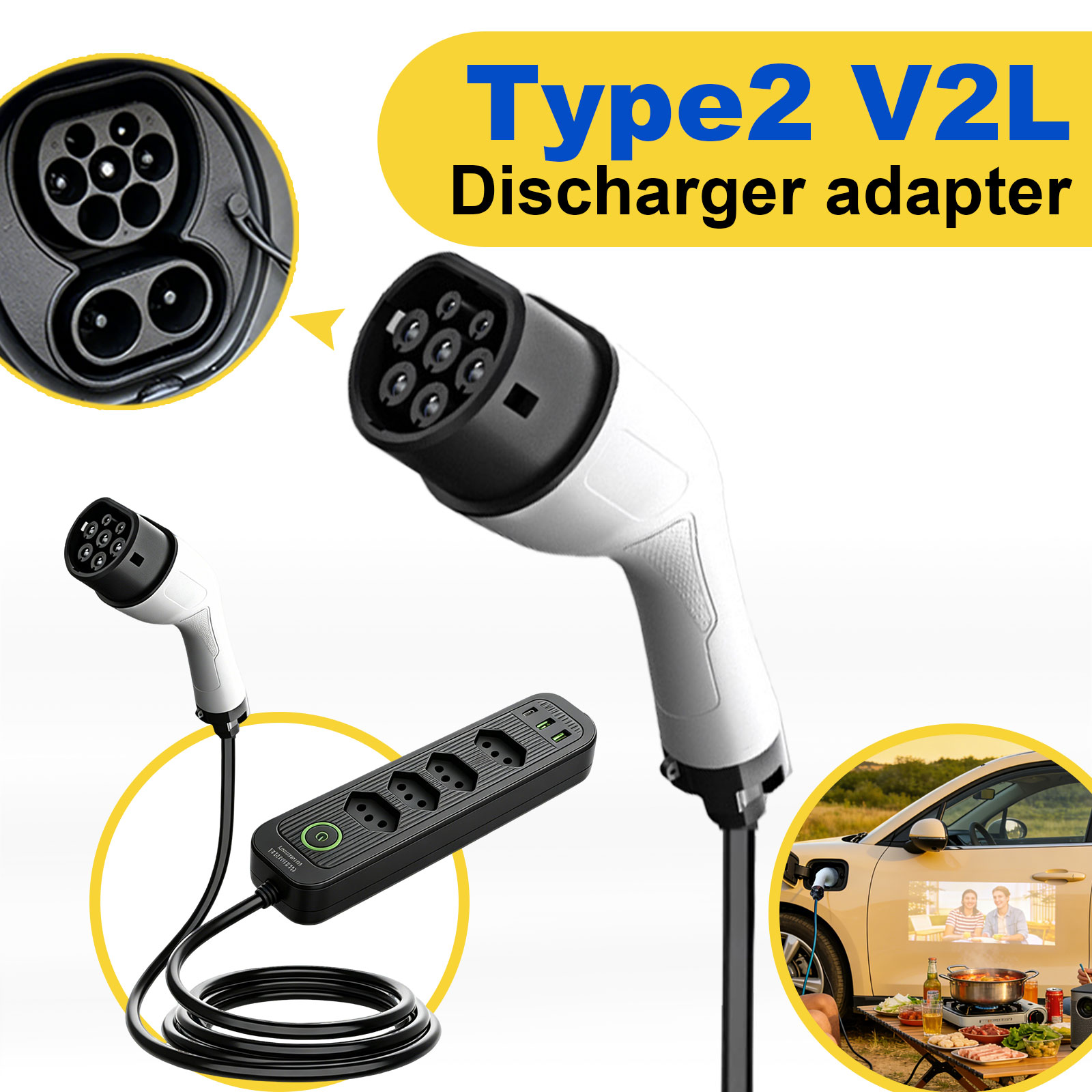 Type2 V2L Discharge Adapter 16 - Outdoor Power Plus ulasan dan harga