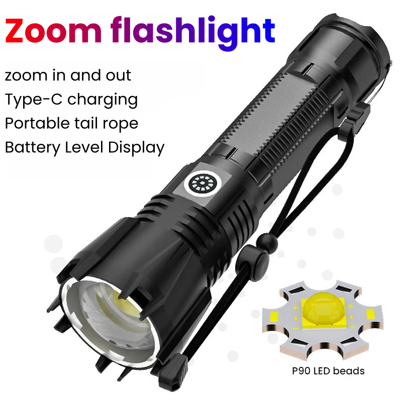 High-power P90 LED Flashlight  - Outdoor Power For Camping ulasan dan harga