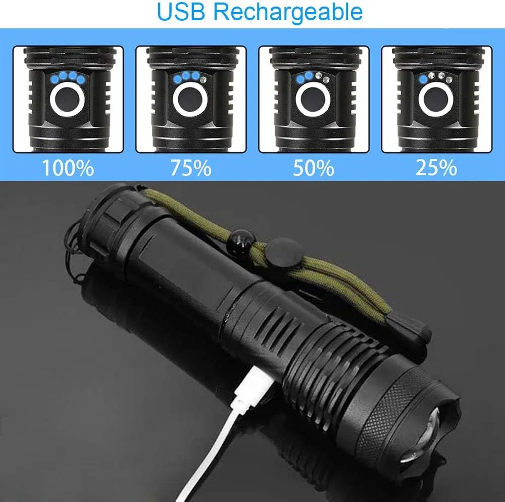 High Power LED Flashlight Rech - Outdoor Power For Camping ulasan dan harga