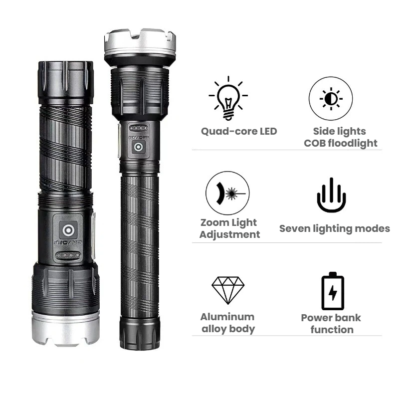 High-power LED Flashlight Tele - Outdoor Power For Camping ulasan dan harga
